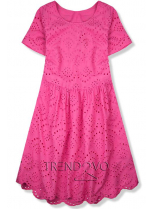 Ružové oversized šaty z dierovaného materiálu