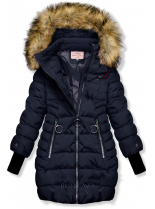 Tmavomodrá zimná bunda s predĺženými rukávmi