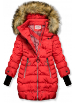 Červená zimná bunda s predĺženými rukávmi