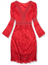 Červené elegantné čipkované šaty