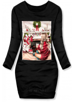 Čierne teplákové šaty s vianočným motívom