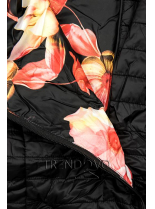 Čierna bunda s kvetinovou podšívkou od LHD