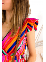Farebné pruhované maxi šaty