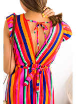 Farebné pruhované maxi šaty