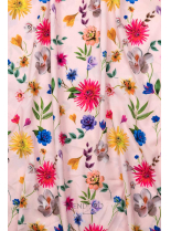 Púdrové maxi kvetinové farebné šaty