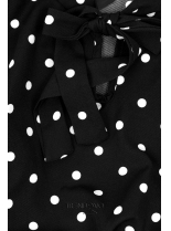Čierno-biele bodkované šaty s mašľou