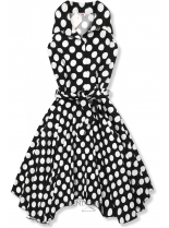 Čierno-biele retro bodkované šaty