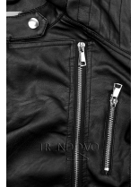 Koženková bunda v čiernej farbe