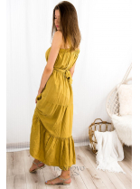 Horčicovo žlté  letné maxi šaty na ramienka