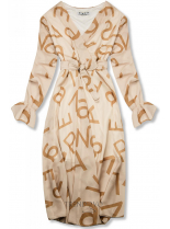 Béžové midi šaty s potlačou písmen