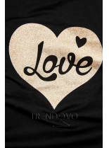 Čierne dámske tričko s motívom Love