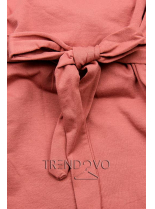Lososovo ružové basic šaty s malou taškou v páse