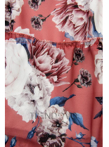 Kvetinové midi šaty tehlovočervené