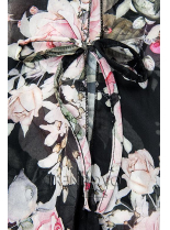 Čierne kvetinové šaty s volánmi a čipkou