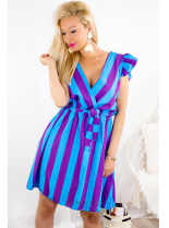 Modro-fialové pruhované šaty