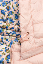 Obojstranná bunda s kvetinovým futrom svetloružová