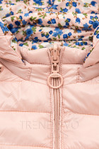 Obojstranná bunda s kvetinovým futrom svetloružová