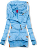 Baby blue predĺžená mikina s golierom