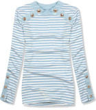 Baby blue pruhované strečové tričko