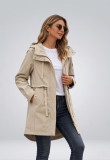 Béžová jarná parka s veľkou kapucňou