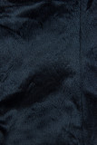 Tmavomodrá zimná vesta s kapucňou