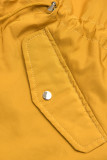 Žltá/modrá basic jarná parka s kapucňou