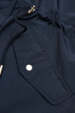 Tmavomodrá basic jarná parka s kapucňou