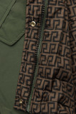 Khaki/hnedá obojstranná prechodná parka