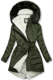 Zimná parka v khaki farbe s kožušinou