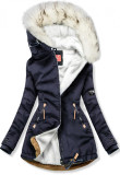 Modro-biela parka s plyšom