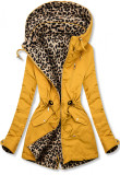 Žltá obojstranná parka s leopardím vzorom