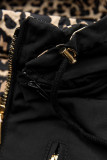 Čierna obojstranná parka s leopardím vzorom