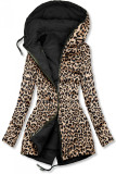 Čierna obojstranná parka s leopardím vzorom