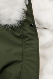 Khaki zimná parka s bielym plyšom