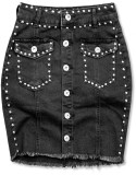 Čierna jeans sukňa so striebornými nitmi