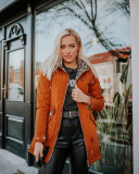 Žltá obojstranná parka s leopardím vzorom