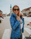 Tmavomodrá melírovaná jarná bunda