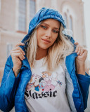 Modrá ľahká prešívaná bunda