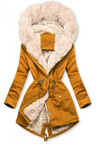 Parka s umelou kožušinou mustard/béžová