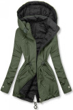 Ľahká obojstranná prechodná parka khaki/čierna