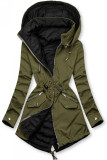 Khaki/čierna parka s kapucňou