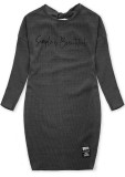 Tmavosivé plus size šaty SIMPLE IS BEAUTIFUL