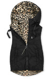 Obojstranná vesta s leopardím vzorom čierna