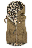 Obojstranná vesta s leopardím vzorom hnedá